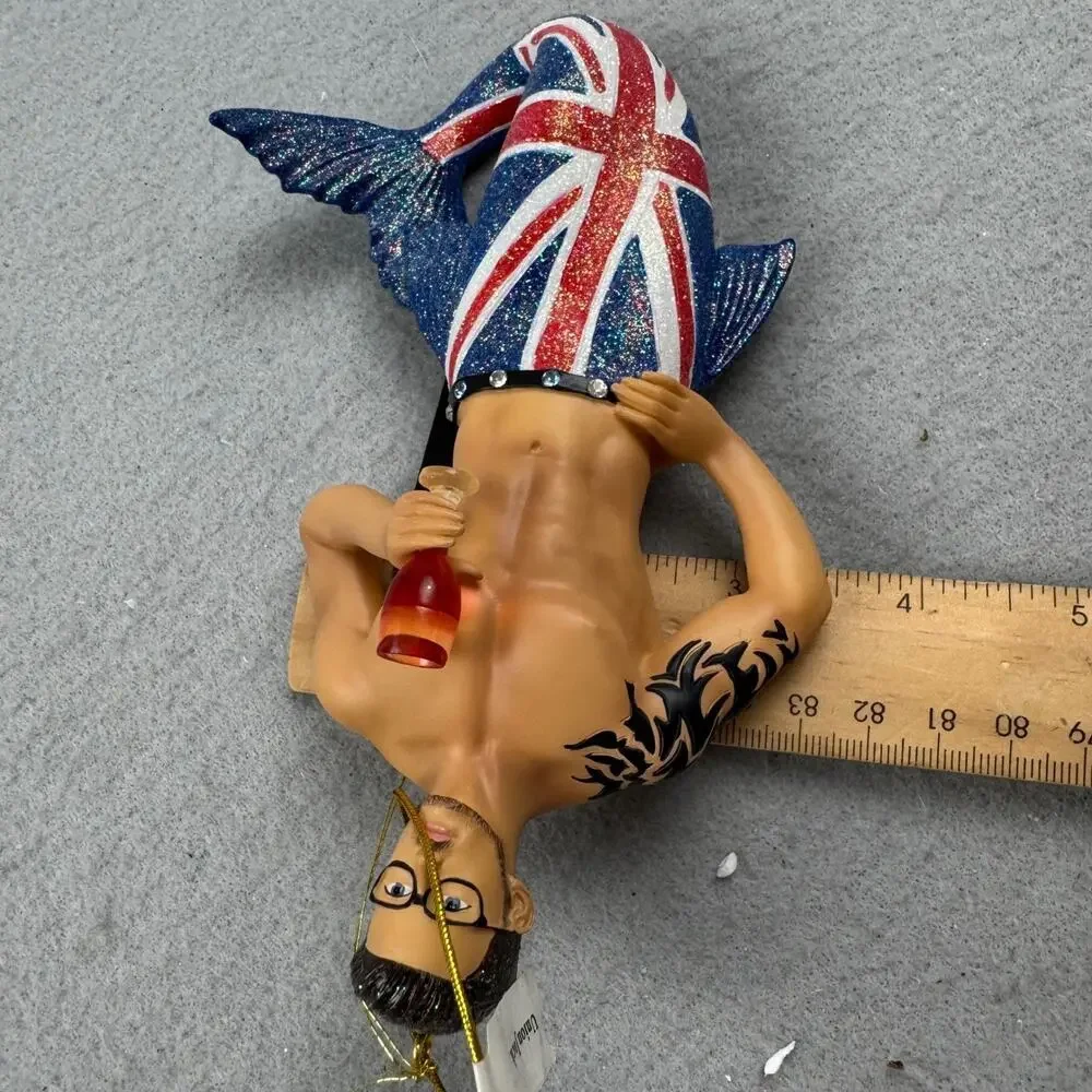 December Diamonds Union Jack Merman Ornament 55-55014 2016 Boxed UK Flag Retired
